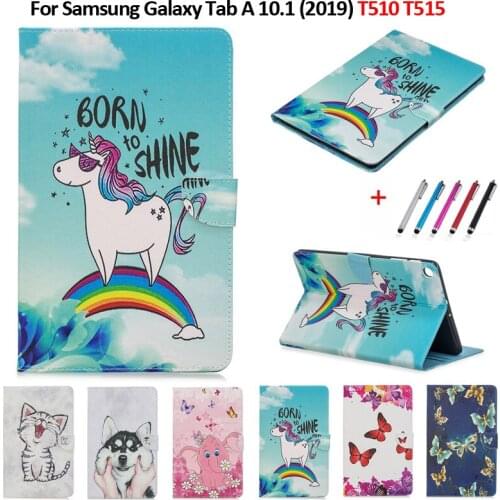 Case For Samsung Tab A 10.1 2019 Case Kawaii Unicorn Cat Puppy Cover Tablet Funda For Galaxy Tab A 10.1 SM-T510 SM-T515 + Pen