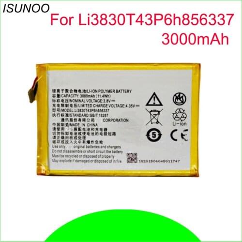 ISUNOO 10pcs/lot 3000mAh Li3830T43P6h856337 Battery For ZTE Blade X9 A711 Battery