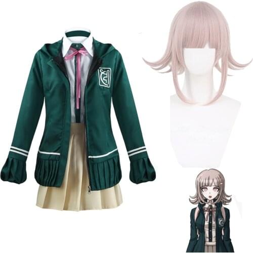 Danganronpa Cosplay Costumes Nanami ChiaKi Costume Long-sleeved Jacket Skirt Loli Skirt Wig Set JK Uniform Halloween Party