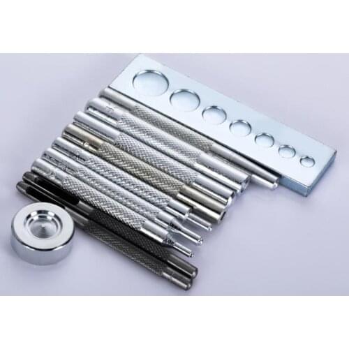 11pcs/set DIY Leather Tool Die Punch Hole Snap Rivet Button Setter Base Kit Leather Craft Tools hole punches