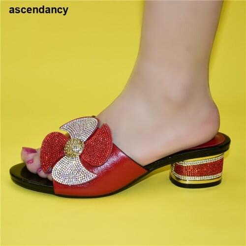 Latest African Shoes Without Bag Set Comfortable Women Shoes for Parties Female High Heels Women Wedding Shoes with Rhinestone