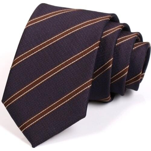 2020 New Gentleman Business Ties High Quality 7CM Brown Striped Tie For Men Business Work Necktie Fashion Male Formal Neck Tie