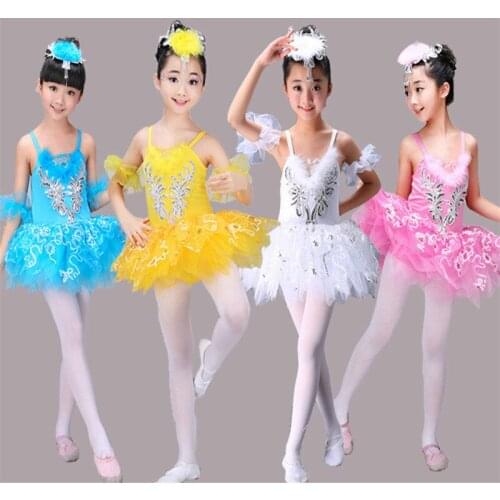 New Children Elegant Classic Multicolor Swan Lake Perform Latin Stage Dress Ballet Tutu Girls Leotard
