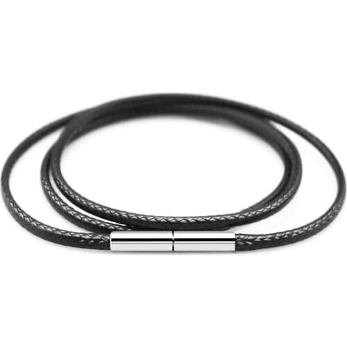 Black Red Braided Genuine Leather Chain Necklaces for Women Men Stainless Steel Magnetic Buckle 40-80 cm DIY Jewelry Gift 2020