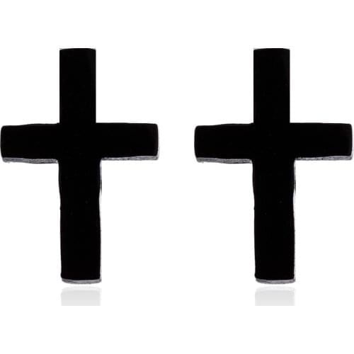 Fashion Punk Religious Stainless Steel Juses Cross Earrings Ear Stud Amulet Earrings Jewelry Aretes De Mujer Modernos 2021