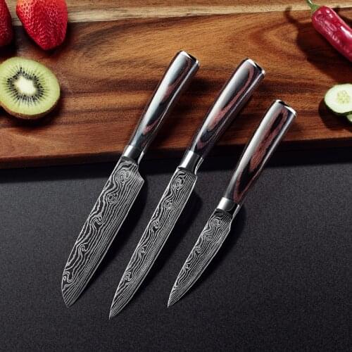 Sander knife / multi-purpose knife / fruit knife laser Damascus pattern gift knife