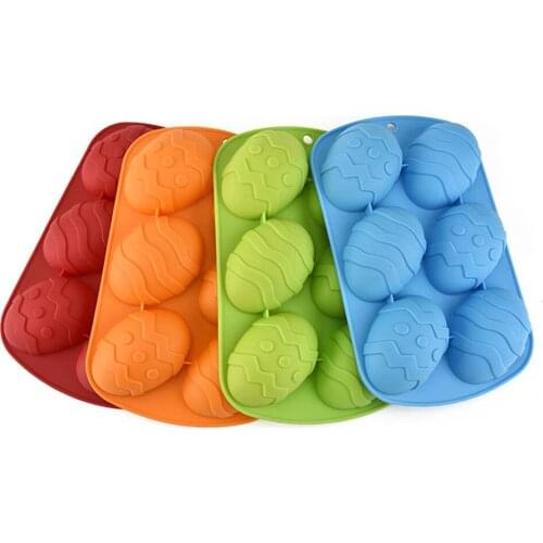 6 Cavity Easter Egg Shaped Silicone Baking Mold DIY Kithchen Cake Mold Muffin Chocolate Cookie Baking Mould Pan Ice Maker Mould