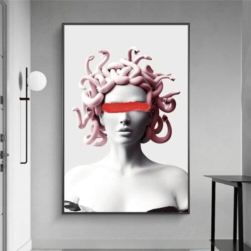 Modern Vaporwave Sculpture Of Medusa Canvas Painting Posters Prints Nordic Wall Art Picture Cuadros Home Decoration Room Decor