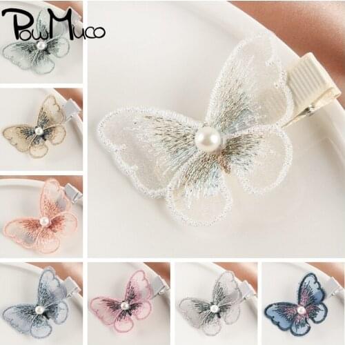 Powmuco 5pcs/lot Boutique Pearl Bowknot Hairpin Cute Women Bangs Barrette DIY Handmade Headwear Hair Accessories Birthday Gifts