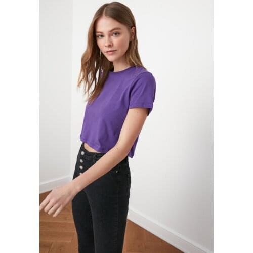 Trendyol Women t-shirts crop top ladies short tshirt solid female tee женские футболки с короткими mujer camisetas TWOSS20TS0135