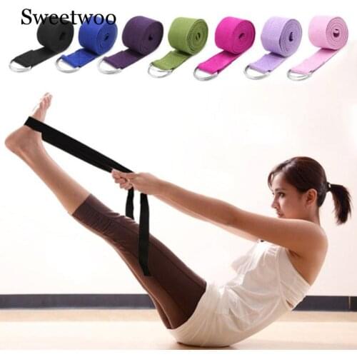 Women Yoga Stretch Strap Multi-Colors D-Ring Belt Fitness Exercise Gym Rope Figure Waist Leg Resistance Fitness Bands Yoga