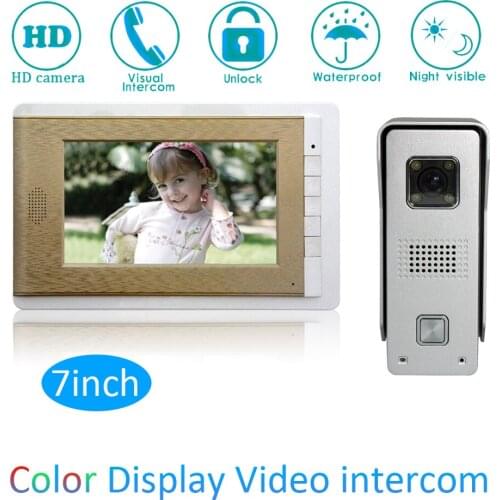 1 set) Video Door Phone Talkback 7 inch Screen Door Access Intercom 1 To 1 Door Bell Intercom Night Version Free Shipping