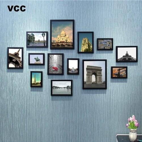 13Pcs/Set Wood Picture Frames For Wall Hanging Photo Frame Wall With Landscape Painting Black White Wooden Frame For Pictures