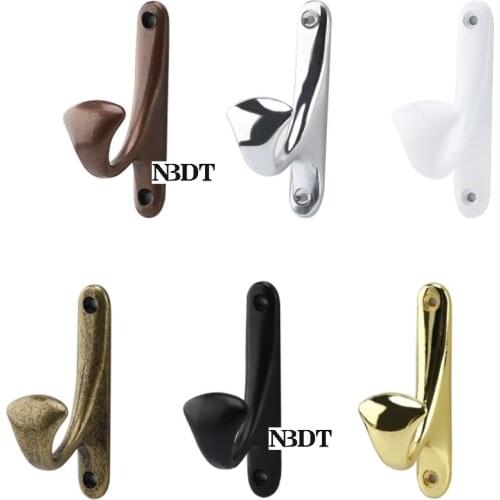 20Pcs Zinc Alloy Wall Mount Cloth Hat Robe Single Hook Matte Black Gold Antique Bronze Shiny Chrome