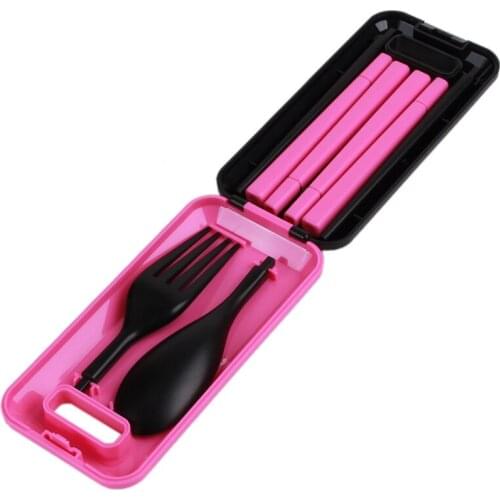 3pcs/set Camping Portable Dinnerware Travel Kids Adult Food Fork Dinnerware Set For Child Flatware Camping Picnic Set