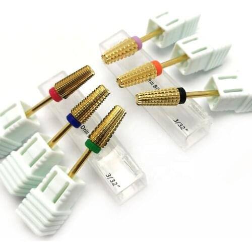 6 Types Gold Coating Tungsten Carbide Bits Nail Drill Bit Milling Cutter for Electric Machine Manicure Nail Art Tool Accessories