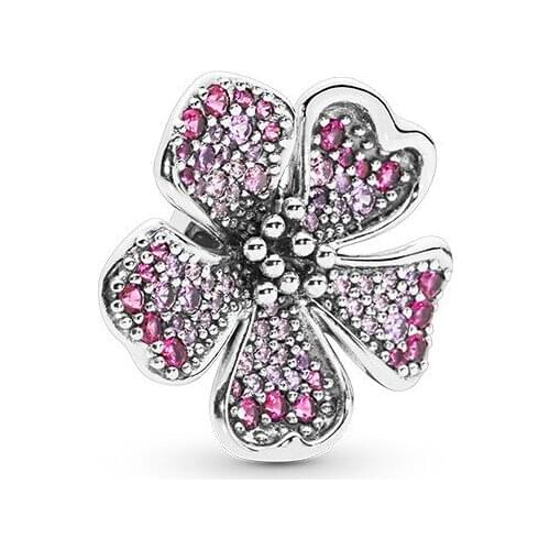 Ajax 925 Sterling Silver Cherry Blossoms Beads Charms For Bracelet Bangle Chain Valentines Day Girlfriend Gift Bijoux Luxe