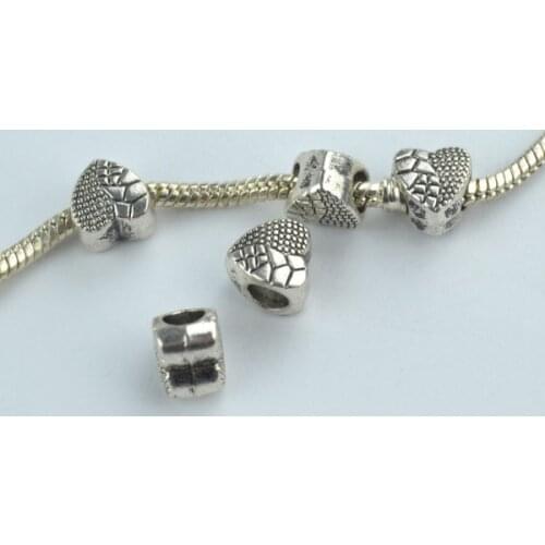 15 pcs alloy beads Heart Shape charm tibetan silver diy beads for European bracelet jewelry making 1850