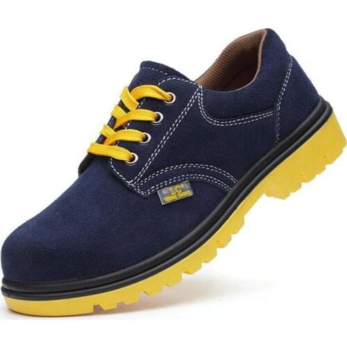 Breathable Mens Steel Toe Shoes Genuine Leather Boots Men Work Safety Shoes for Men Casual Work Boots Protective Footwear