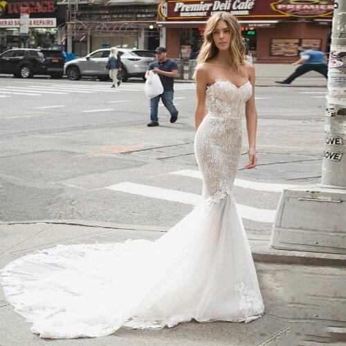 Elegant Bride Wear Sweetheart Beaded Mermaid Wedding Dress Bridal Gown