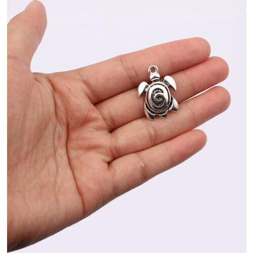 10pcs Antique Swirl Tortoise Sea Turtle Charms Pendants Beads for Jewelry Making Findings 26x19mm