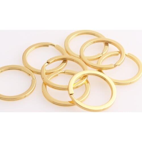 Round Keyrings Golden Color Metal Split Rings for Key Chain Wholesale Lanyard Findings 6pcs *25mm