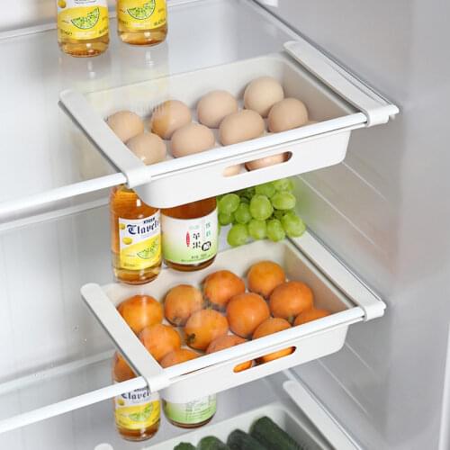Kitchen Fruit Egg Organizer Storage Rack Box Fridge Freezer Shelf Holder Pull-Out Drawer Space Saver Egg Fridge Shelf U3