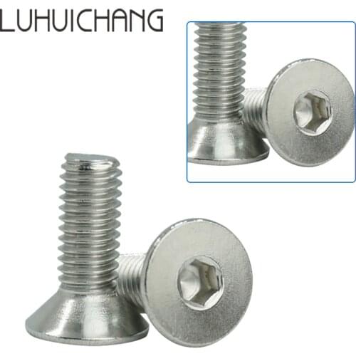 LUHUICHANG M2 M2.5 M3 M4 50PCS Stainless Steel 304 Hexagonal socket Countersunk Screw Flat Head Screw Bolts Hex Screw