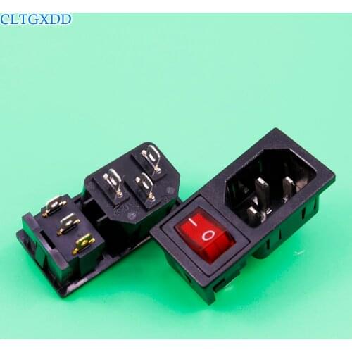 Cltgxdd NEW HIGH QUALITY Red Light Power Rocker Switch Fused IEC 320 C14 Inlet Power Socket Fuse Switch Connector Plug 10A 250V