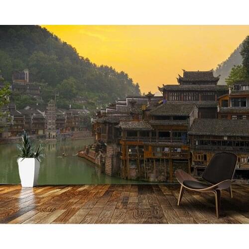 Papel de parede Ancient Chinese Architecture in Phoenix Ancient City wallpaper mural,living room bedroom wall papers home decor