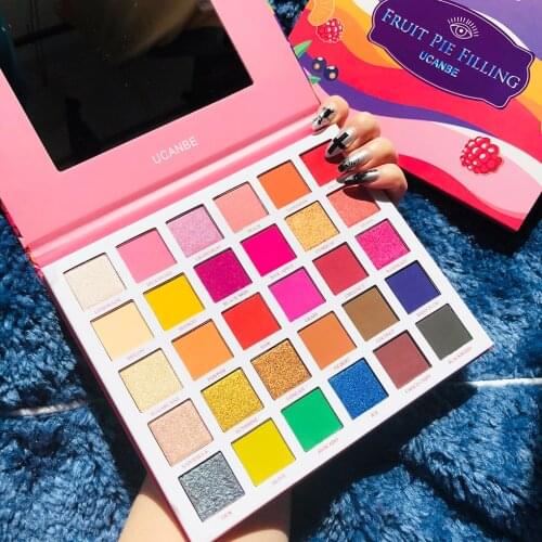 UCANBE 30 Colors Glitter Shimmer Matte Fruit Pie Filling Eyeshadow Palette Eyes Makeup Vibrant Bright Shades Pigment Eye Shadow