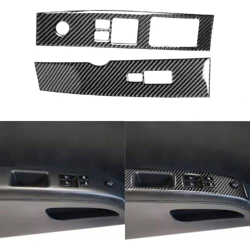Car Window Lifter Switch Carbon Fiber Self-Adhesive Decals Decorative Stickers Cover Trims for Nissan 350Z