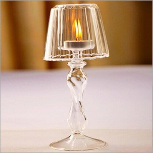 Romantic Wedding Dinner Decor Classic Crystal Transparent Glass Stand Candle Holder Mariage Candlestick Bar Party Home Decor