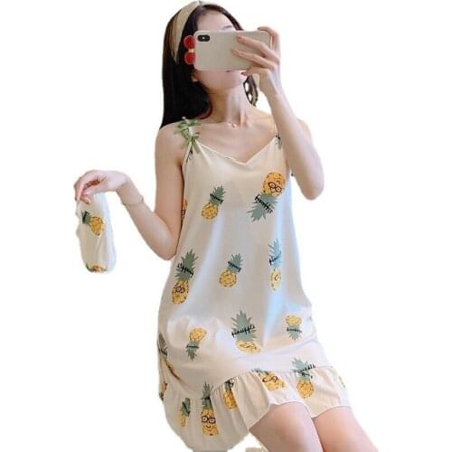 Sexy Summer Womens Cartoon Nightgown Princess Style Ladies Nightshirt Women Causal Sleepwear with Chest Pad Women Nightshirt