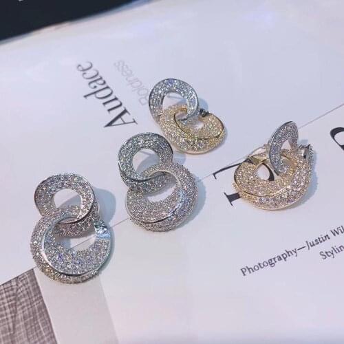 YANMEI Cublic Zircon Oval Stud Earrings For Ladies Hollow Mirco Cute Earring Jewelry Accessories YME1608