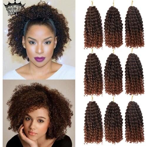 MODERN QUEEN Ombre Hair Extensions Synthetic Marlybob Jerry Curl Jamaican Bounce Crochet Hair Afro Kinky Curly Crochet Braids
