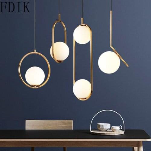 Nordic Glass Pendant Lights Modern Gold Hanging Lamp for Living Room Bedside Restaurant Hotel Suspension Luminaire Lighting E27