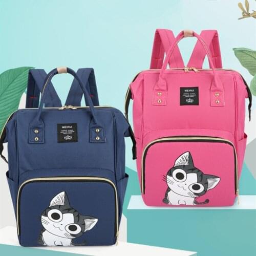 Baby Diaper Bag Fashion Mummy Large Capacity Nappy Bag Waterproof Diaper Bag for Girls Cat Mummy Bags Maternity Travel Backpack
