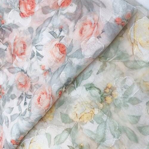 New Cut Flower Printing Polyester Fabric Tulle Fabric Dress Fashion Dress Fabric By The Meter