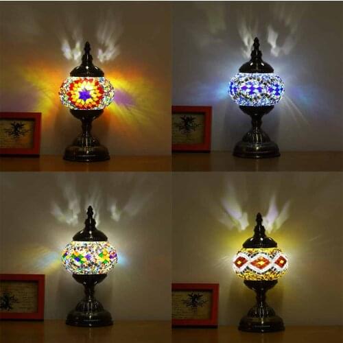 Retro Moroccan Table Lamp Iron Glass Turkish Desk Lamp Bar Restaurant Home Decoration Indoor Lighting Fixture 110~240V E27