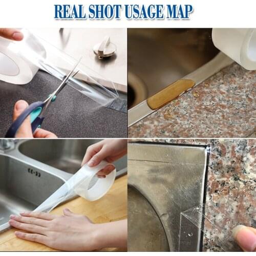 Kitchen Sink Waterproof Mildew Nano Magic tape Transparent Tape Bathroom Toilet Crevice Strip Self-adhesive Pool Water Seal