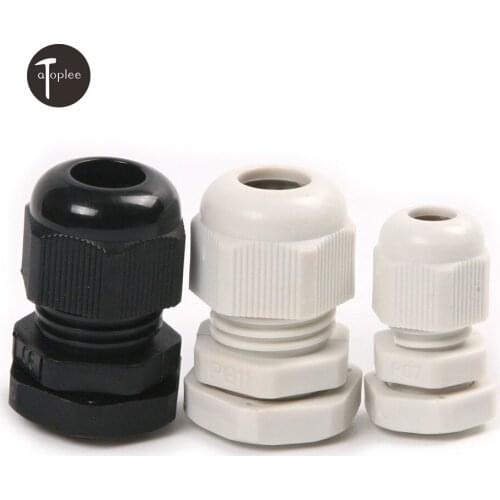 10pcs/set Nylon Waterproof Cable Glands Joints Black White Color PG11 PG7 Machinery Automatic Controlling Electrical Network