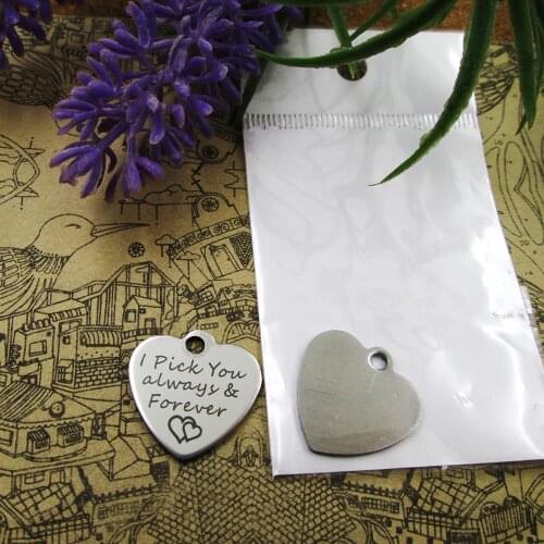20pcs--"I Pick you & Forever"stainless steel charms 5 styles for choosing DIY Charms for necklace bracelets