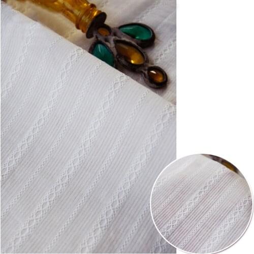 100cm*140cm Pure White Stripe Cotton Material Dress Shirt Fabric Cotton Jacquard