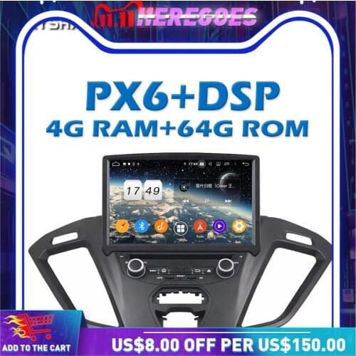 1280*720 PX6 DSP IPS Android 10.0 4GB 64GB Car DVD Player GPS RDS Radio Wifi Bluetooth 5.0 For Ford Transit Custom 2013 - 2018