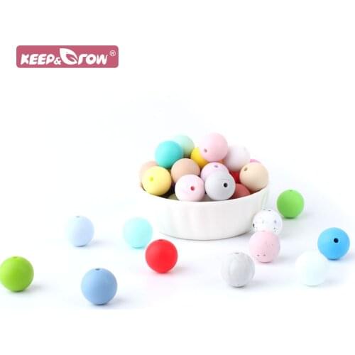15mm Silicone Beads 20pcs/lot Food Grade Teether Round Baby Teething Nurs Loose Pearl DIY Chewable BPA Free Bead Ball for Infant