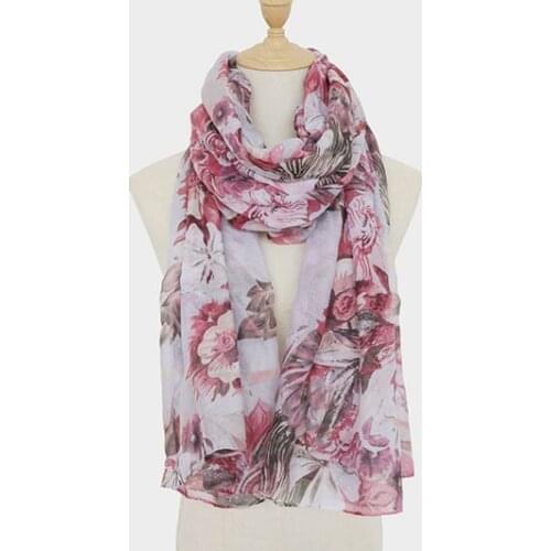 2021 Fashion Newest Floral Printed Pattern Cotton Voile Scarf 10pcs/lot