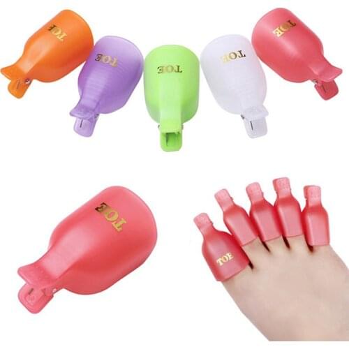 5 Pcs/Set Toe Nail Art Tools Plastic Gel Polish Remover Caps Pedicure Soak Off Toenail Clip Women Beauty Accessories