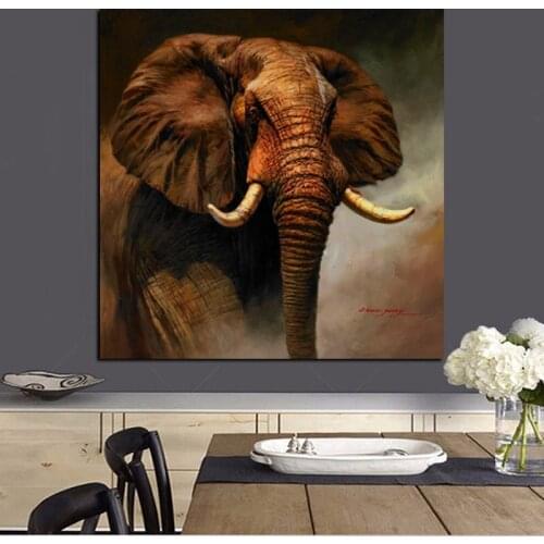 Print Abstract Wall Art Canvas African Elephant Landscape Oil Painting on Canvas Modern Animal Picture Poster For Living Room