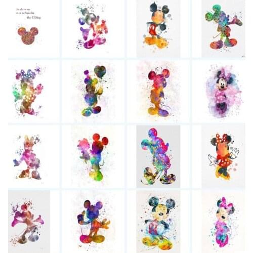 5D Diamond Painting Disney Mickey Mouse and Donald Duck Painting Cartoon Watercolor Wall Art Picture for Kids Room Home Decor
